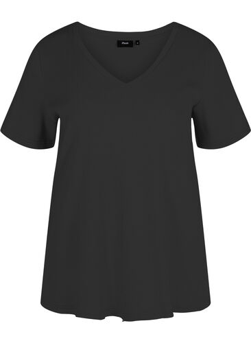 Ribbad t-shirt i bomull, Black, Packshot image number 0