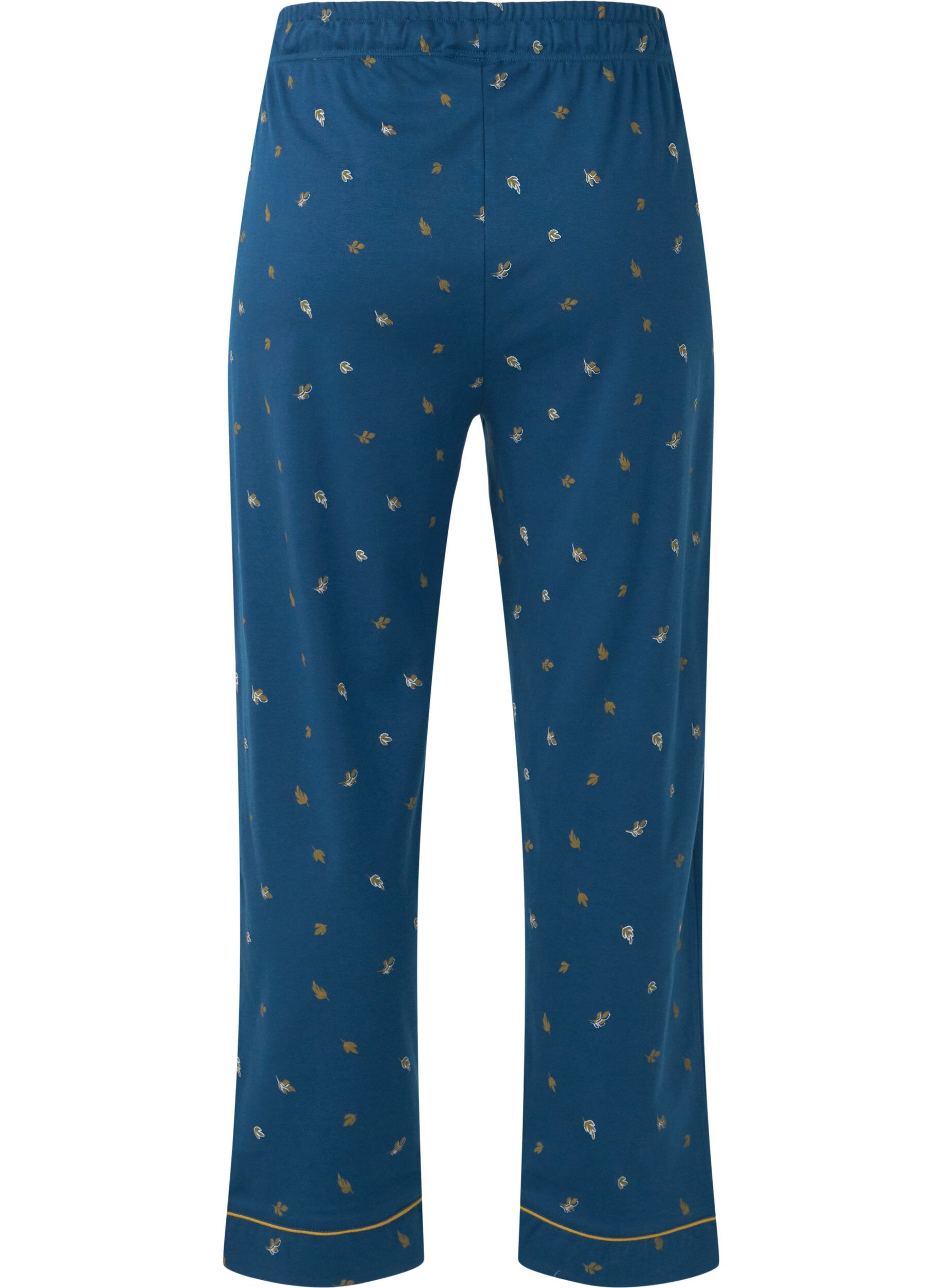 Zizzi Pyjamasbyxor i bomull med tryck, Blue Opal AOP, Packshot image number 1