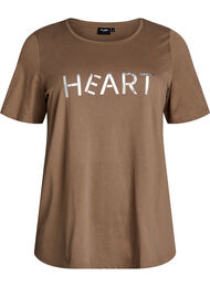 T-shirt med tryck, Brun