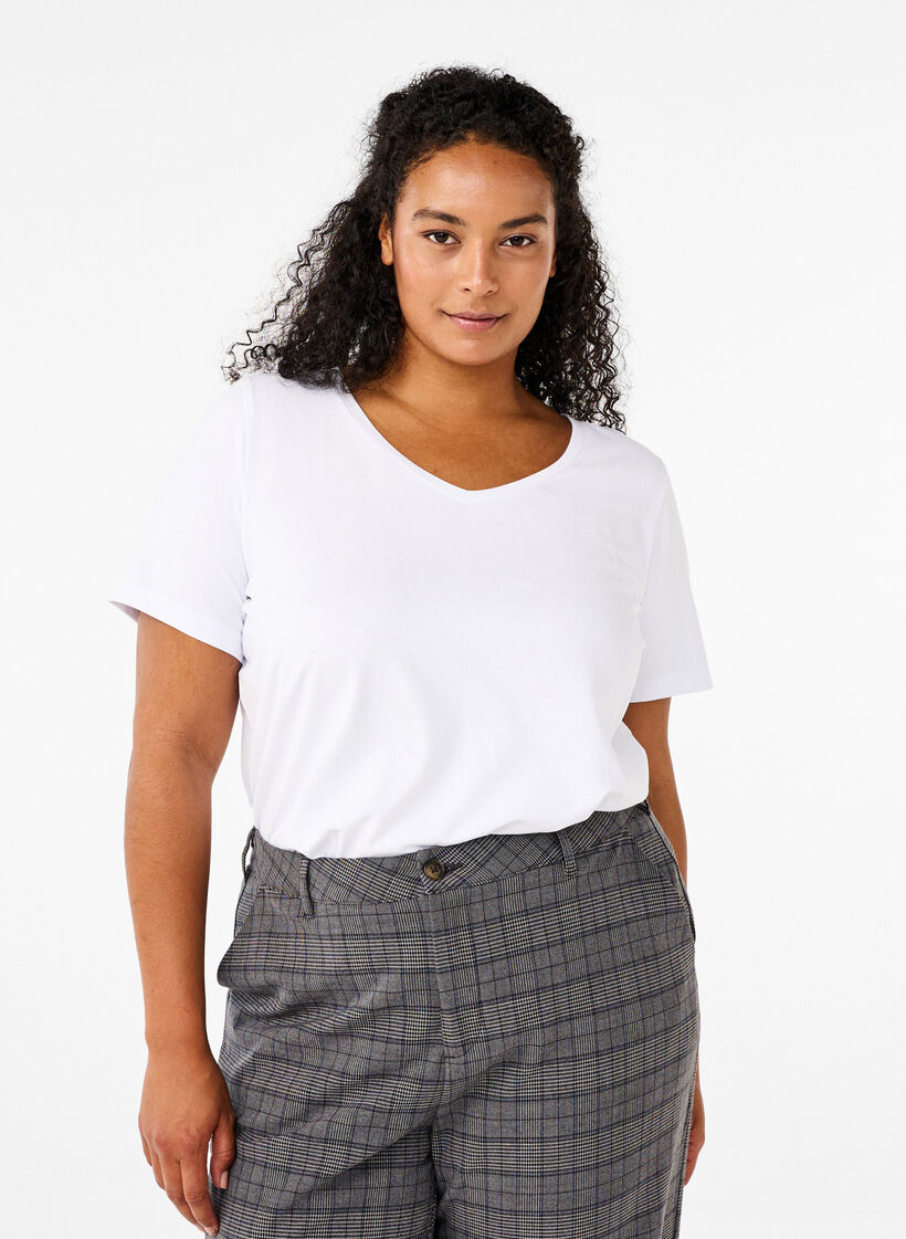 Enfärgad bas-t-shirt i bomull, Vit, Model image number 0