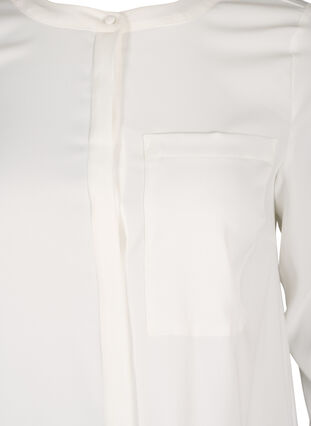 Lång skjorta med bröstficka, Warm Off-white, Packshot image number 2