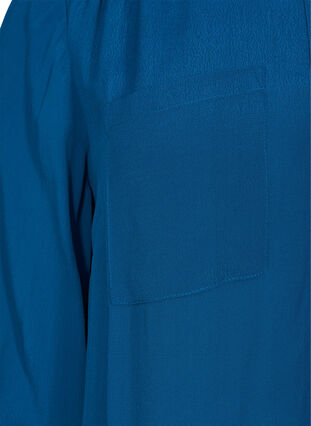 Viskostunika med knappar och 3/4-ärmar, Maroccan Blue, Packshot image number 3