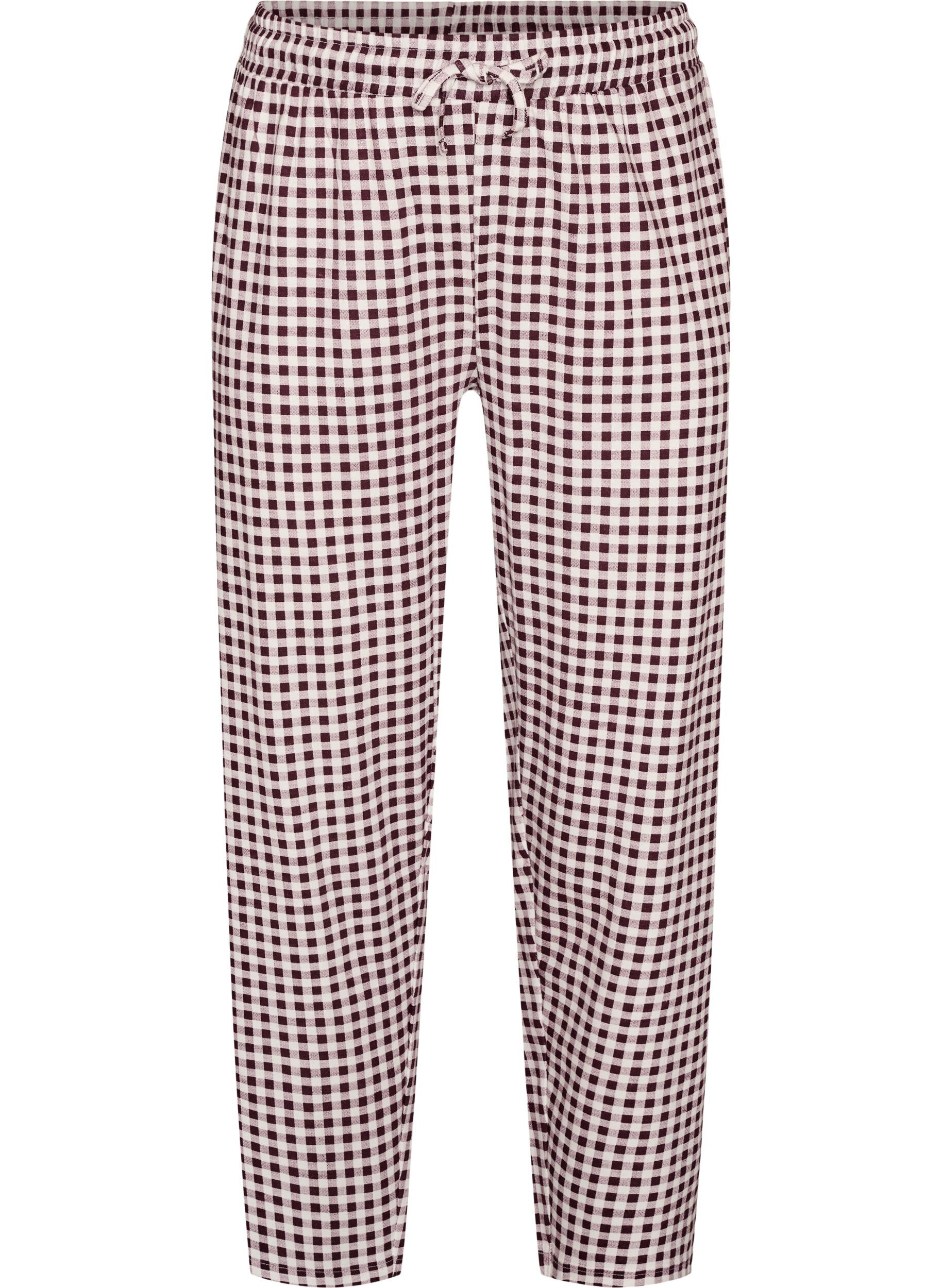 ZizziPyjamasbyxor i bomull med h&ouml;g midja, R&ouml;d, Packshot image number 0