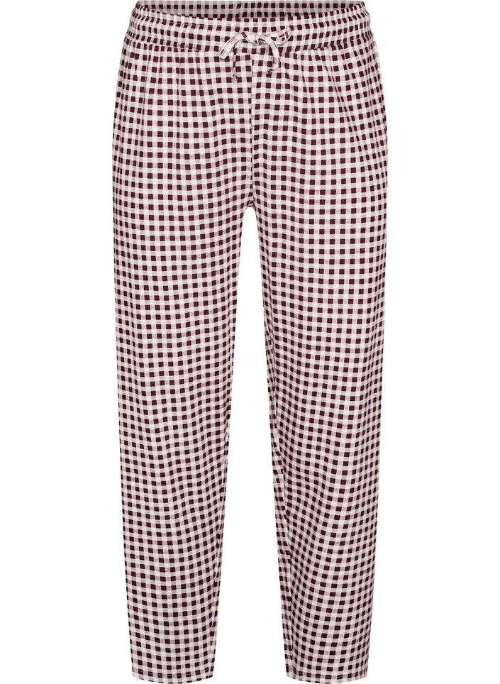Pyjamasbyxor i bomull med h&ouml;g midja, R&ouml;d, Packshot image number 0