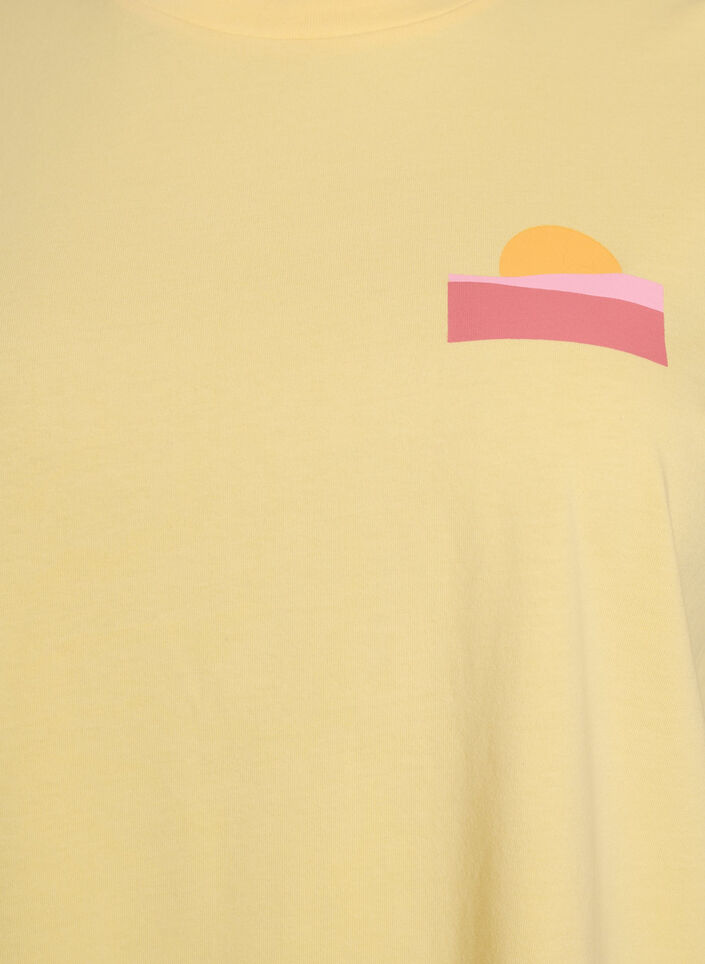 T-shirt i ekologisk bomull med tryck p&aring; ryggen, Gul, Packshot image number 2