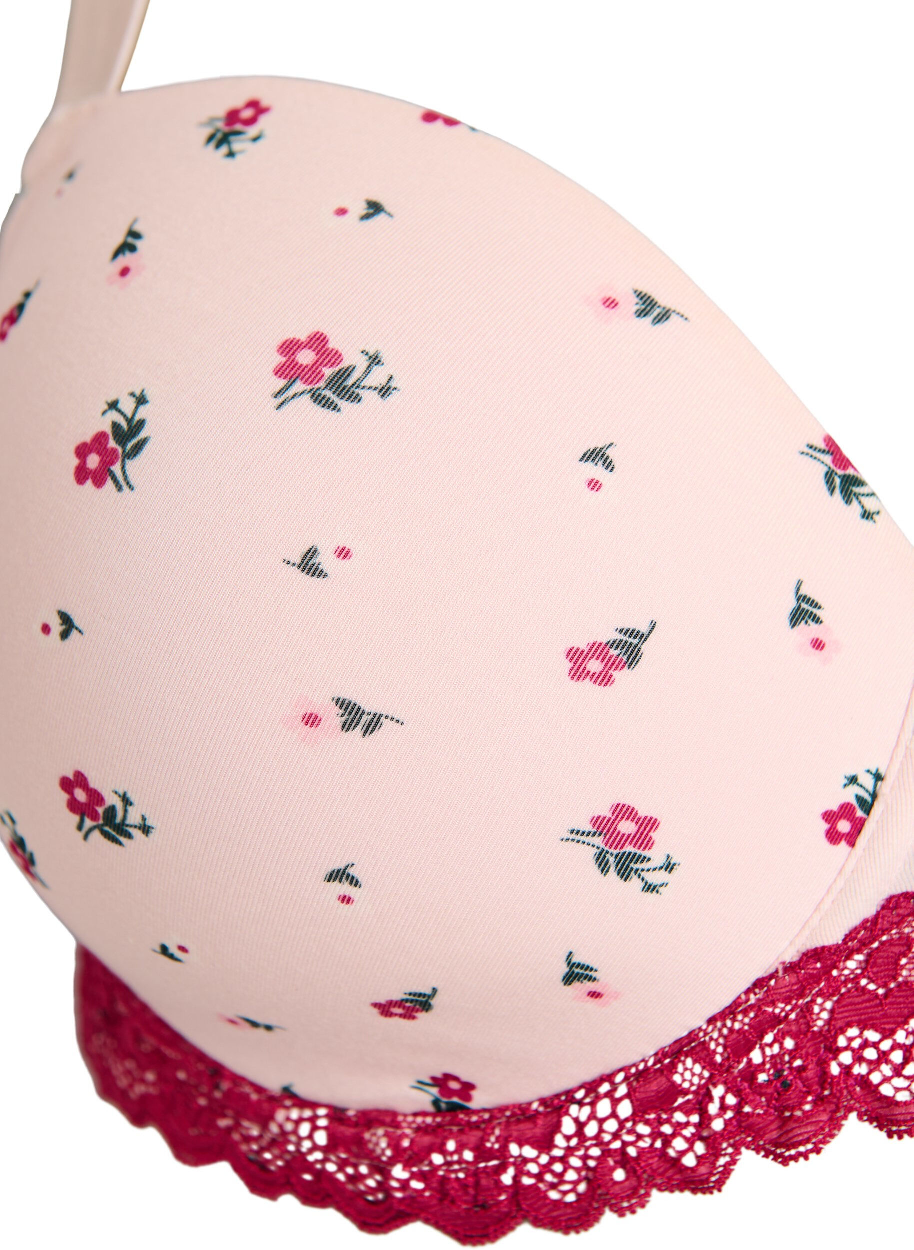 ZizziFormpressad BH med blommigt m&ouml;nster och spets, Rosa, Packshot image number 2