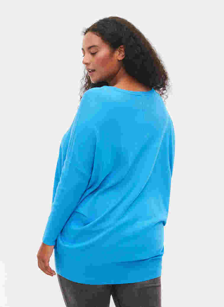 Stickad tunika i vskosblandning, Malibu Blue, Model image number 1