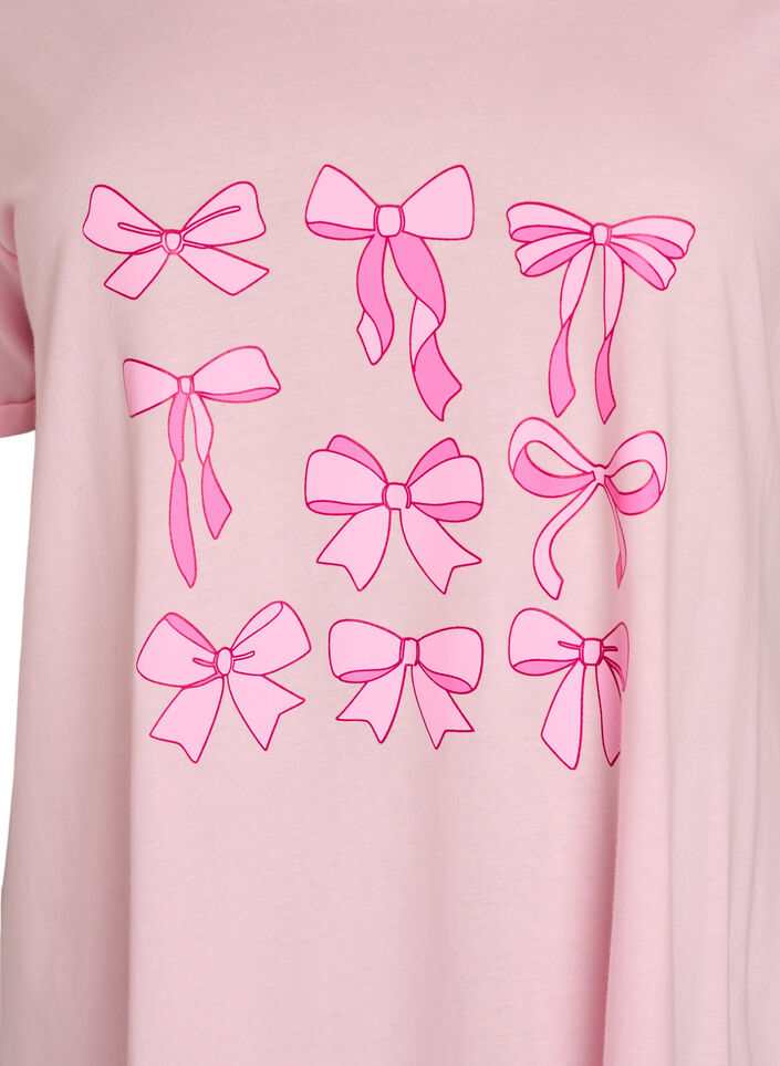 Kort&auml;rmat nattlinne i ekologisk bomull, Rosa, Packshot image number 2