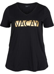V-ringad t-shirt i bomull, Black VACAY 