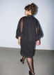 &Auml;rml&ouml;s kl&auml;nning med cape i chiffong, Svart, Model image number 2