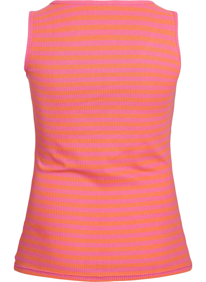 Randigt linne med ribbstruktur, Orange, Packshot image number 1