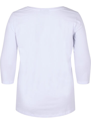 Bas t-shirt med 3/4 ärmar, Bright White, Packshot image number 1