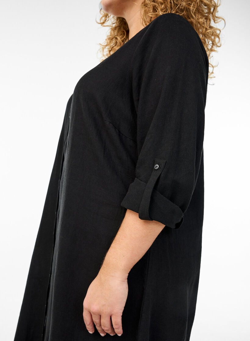 L&aring;ng skjorta i linne och viskos, Svart, Model image number 2