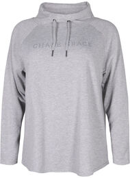 Sweatshirt med hög krage, Light Grey Melange