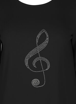 Långärmad tröja med dekorativt mönster, Black, Packshot image number 2
