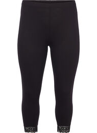 Basleggings med 3/4-l&auml;ngd och spetskant, Svart