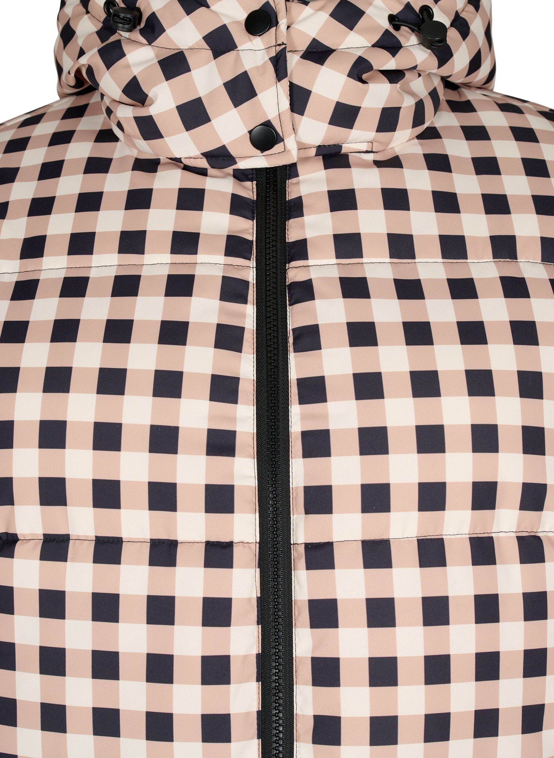 Zizzi Rutig puffer vinterjacka, Black w. Nomad Check, Packshot image number 2