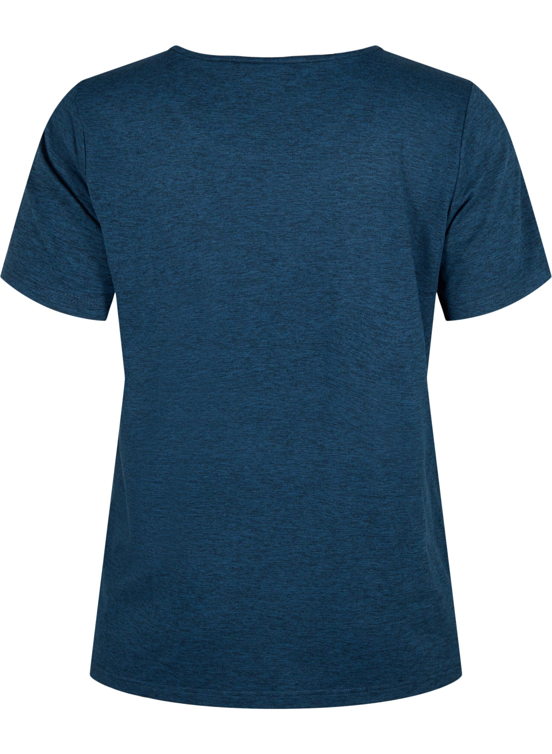 Zizzi Melerad tr&auml;nings t-shirt med rund hals, Night Sky Mel., Packshot image number 1