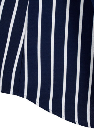 Skjortblus med V-ringning och tryck, Maritime Blue Stripe, Packshot image number 3