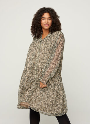 Långärmad klänning med paisley-mönster, AOP: PAISLEY, Model image number 0