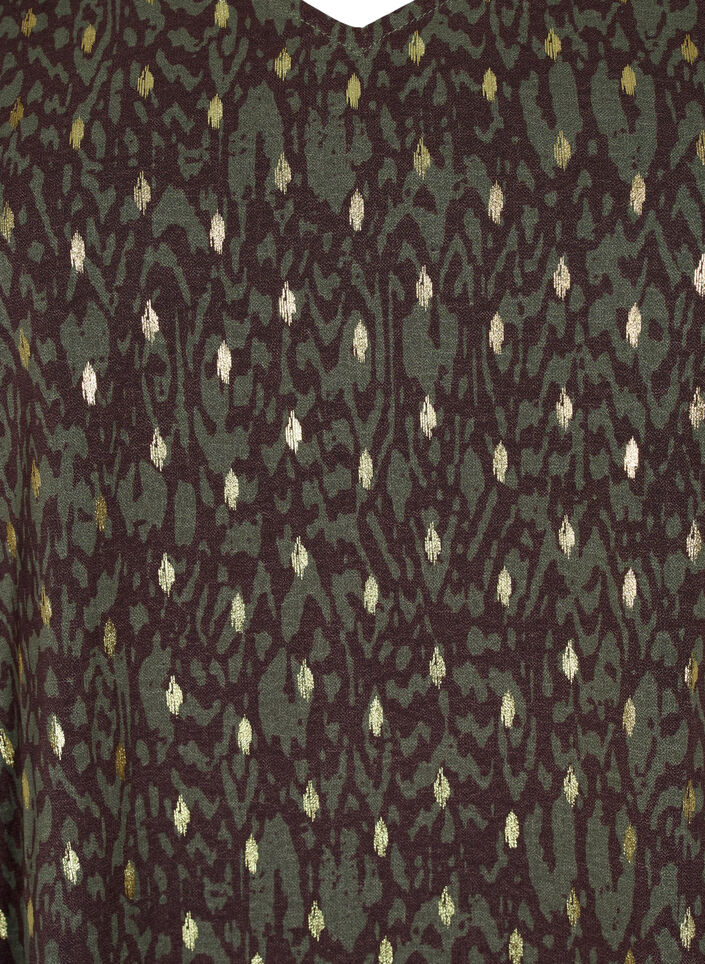 Blus med tryck och långa ärmar, Green Ethnic AOP, Packshot image number 2