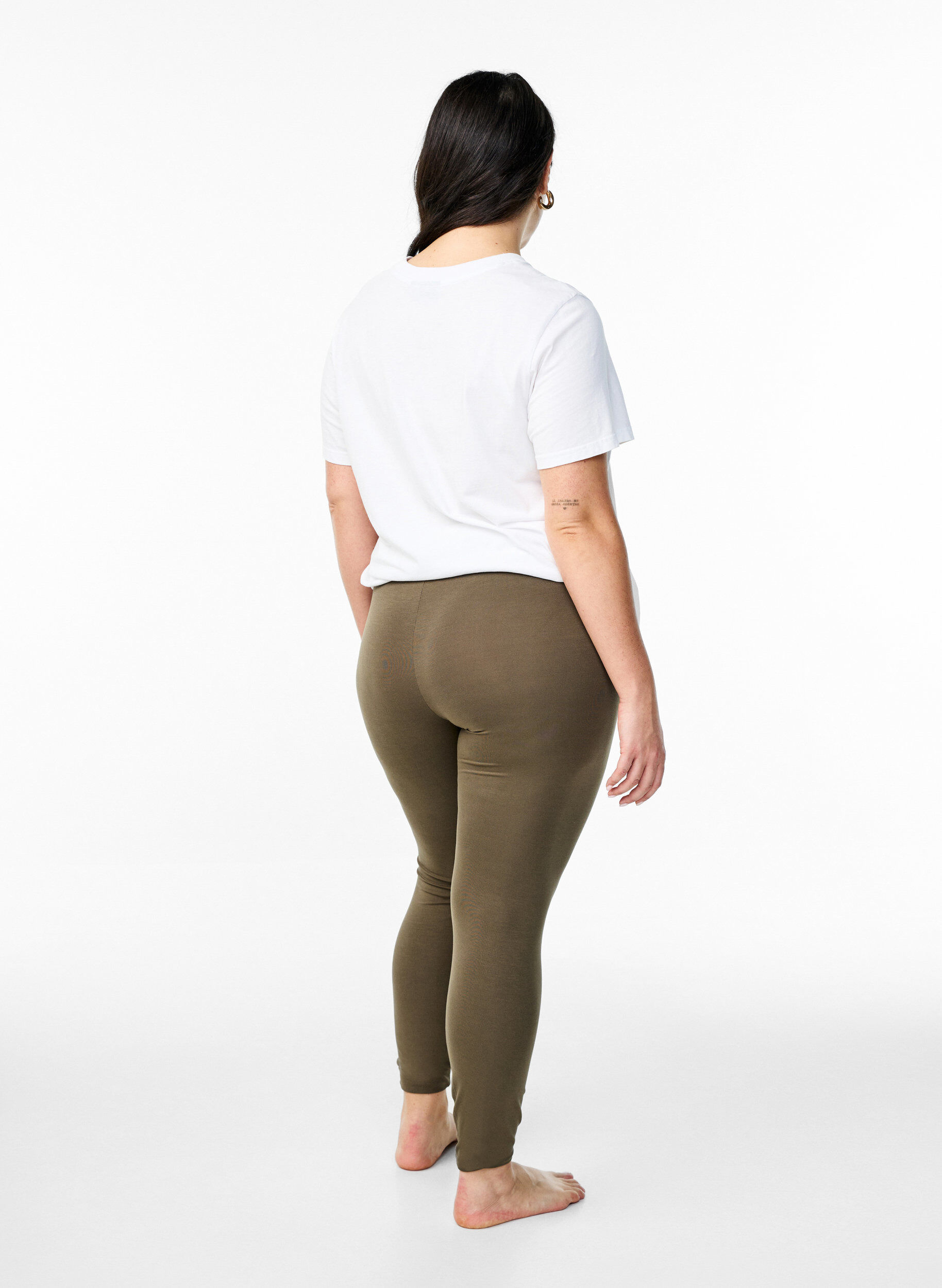 ZizziBasic leggings i viskos, Gr&ouml;n, Model image number 2
