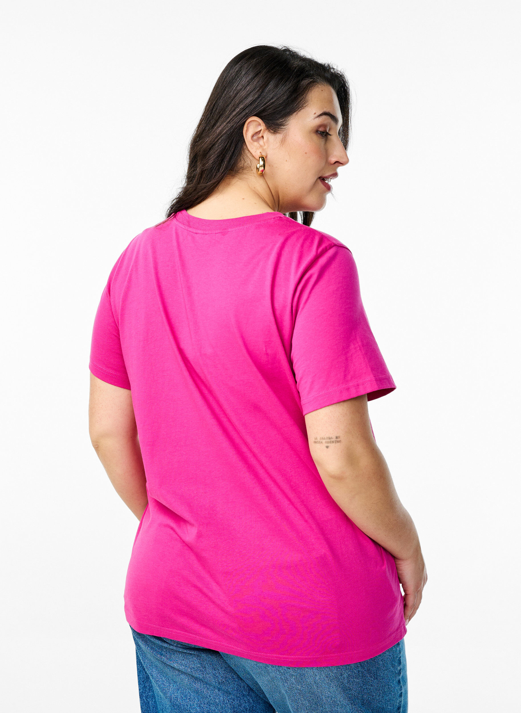 ZizziEnkel t-shirt i bomull med rund halsringning, Rosa, Model image number 2