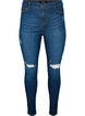 Super tunna Amy jeans med slitning och hög midja, Dark blue, Packshot image number 0