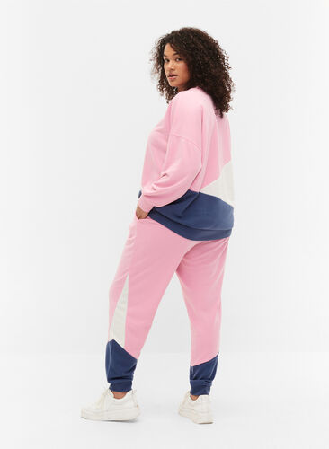 Sweatpants med colour-block, C. Pink C. Blocking, Model image number 1