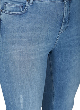 Croppade Amy jeans med råa kanter, Blue denim, Packshot image number 2