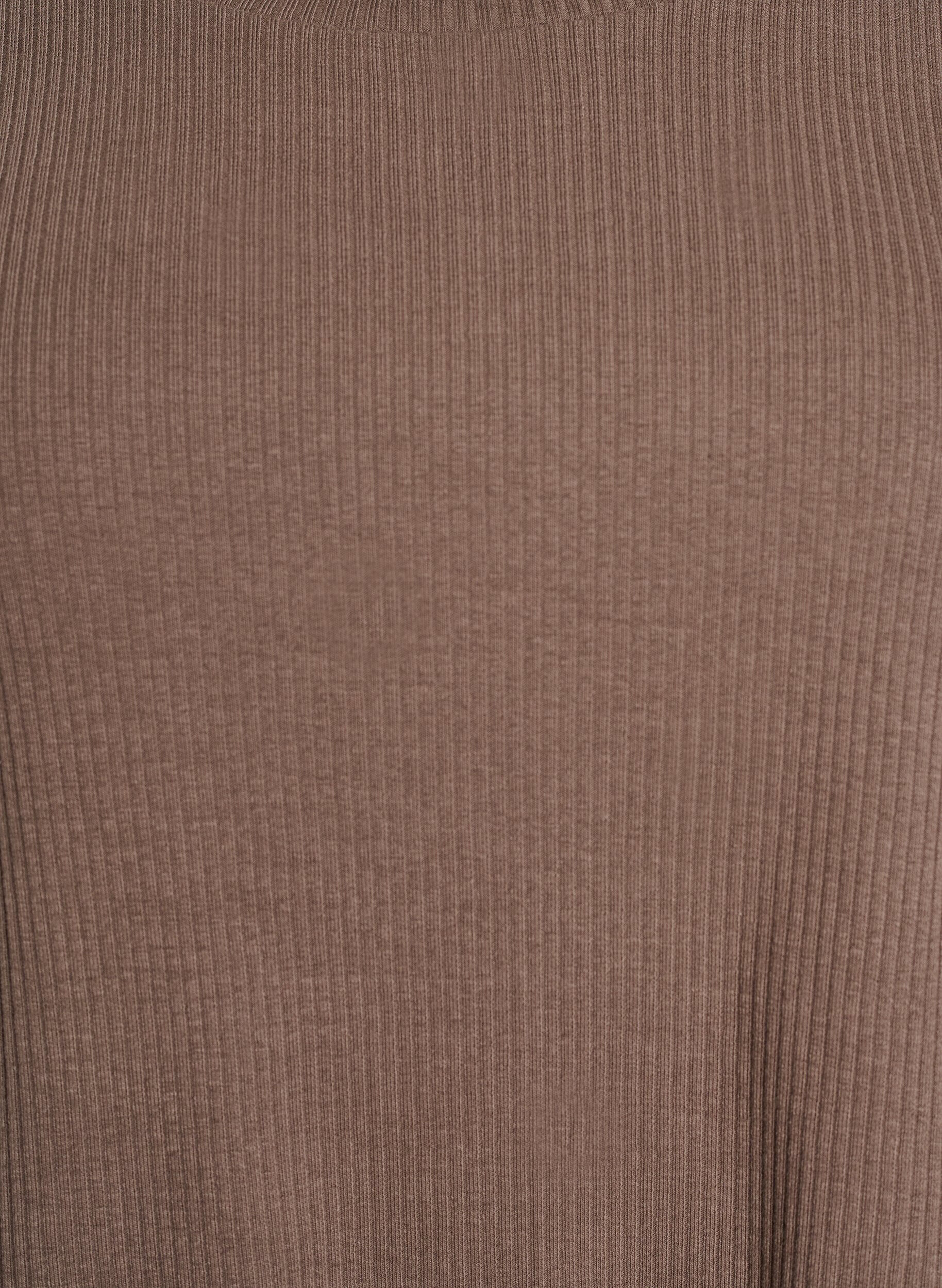 ZizziBlus i ribbad jersey med korta &auml;rmar, Brun, Packshot image number 2