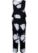 Ärmlös jumpsuit i viskos, Black Big Flower AOP, Packshot image number 1