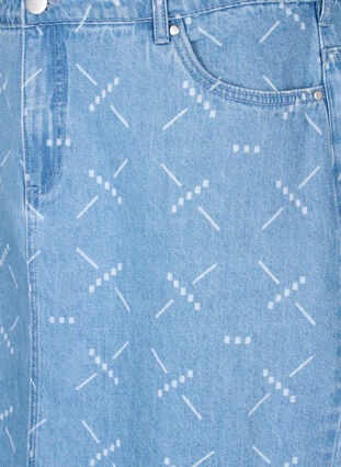 Denimkjol med mönster, Light blue denim, Packshot image number 2