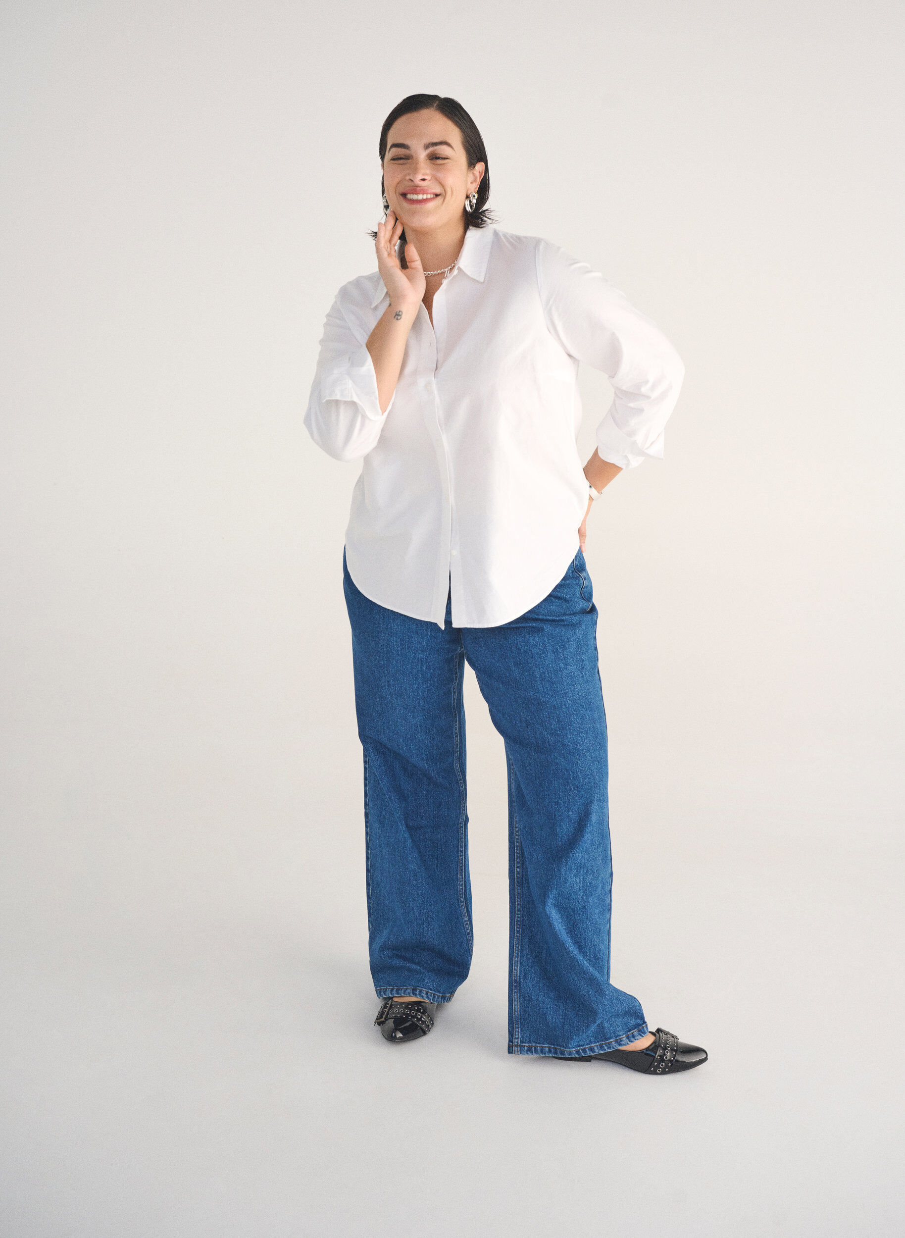 Zizzi Jeans med vida ben och h&ouml;g midja, Bl&aring;, Image image number 0