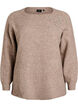 blus i stickat med strass och nitar, Beige, Packshot image number 0