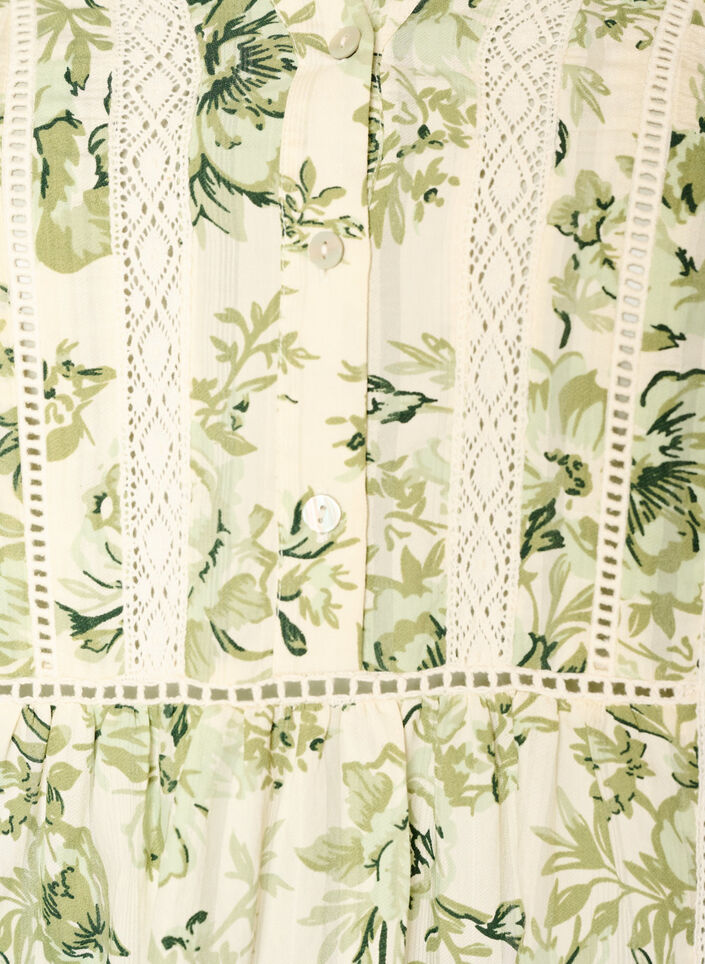 Kort viskoskl&auml;nning med spetsdekor och A-linjeformad sk&auml;rning, Gr&ouml;n, Packshot image number 2