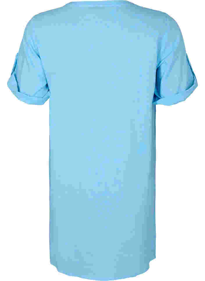 Kortärmad bomullstunika med fickor, Alaskan Blue, Packshot image number 1