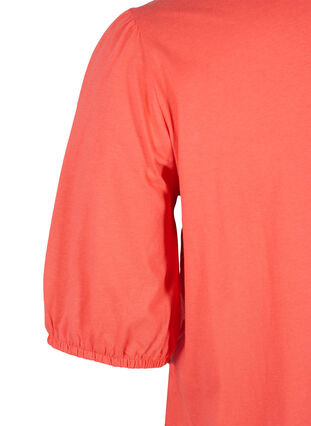 T-shirt med lös passform och ärmar som går till armbågen, Hot Coral, Packshot image number 3