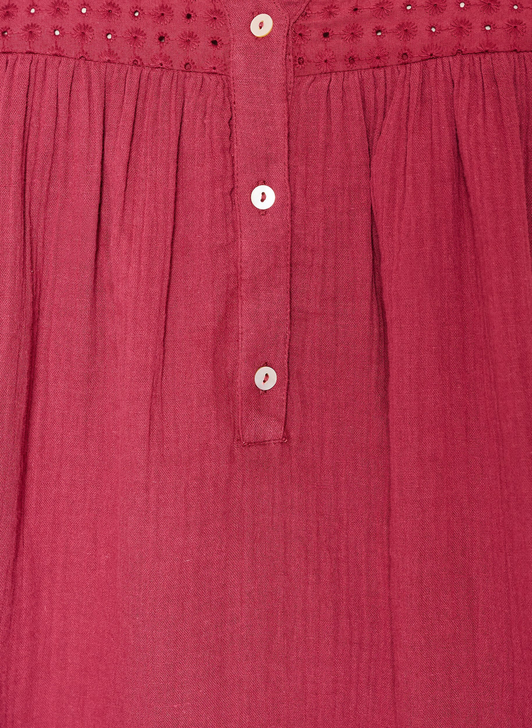 ZizziBlus i bomullsmuslin med broderie anglaise, R&ouml;d, Packshot image number 2