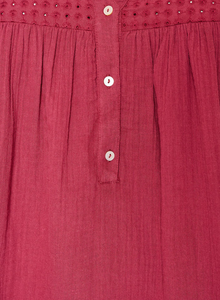 Blus i bomullsmuslin med broderie anglaise, R&ouml;d, Packshot image number 2