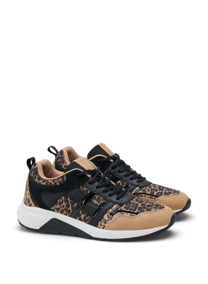 sneakers med bred passform och leopardmönster, Leopard Print, Packshot image number 1