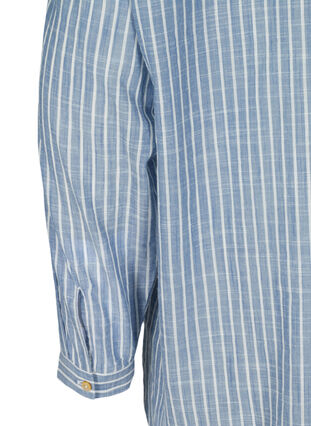 Lång randig skjorta i bomull, Country Blue Stripe, Packshot image number 3