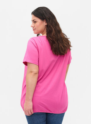 T-shirt i bomull med korta ärmar, Raspberry Rose, Model image number 1