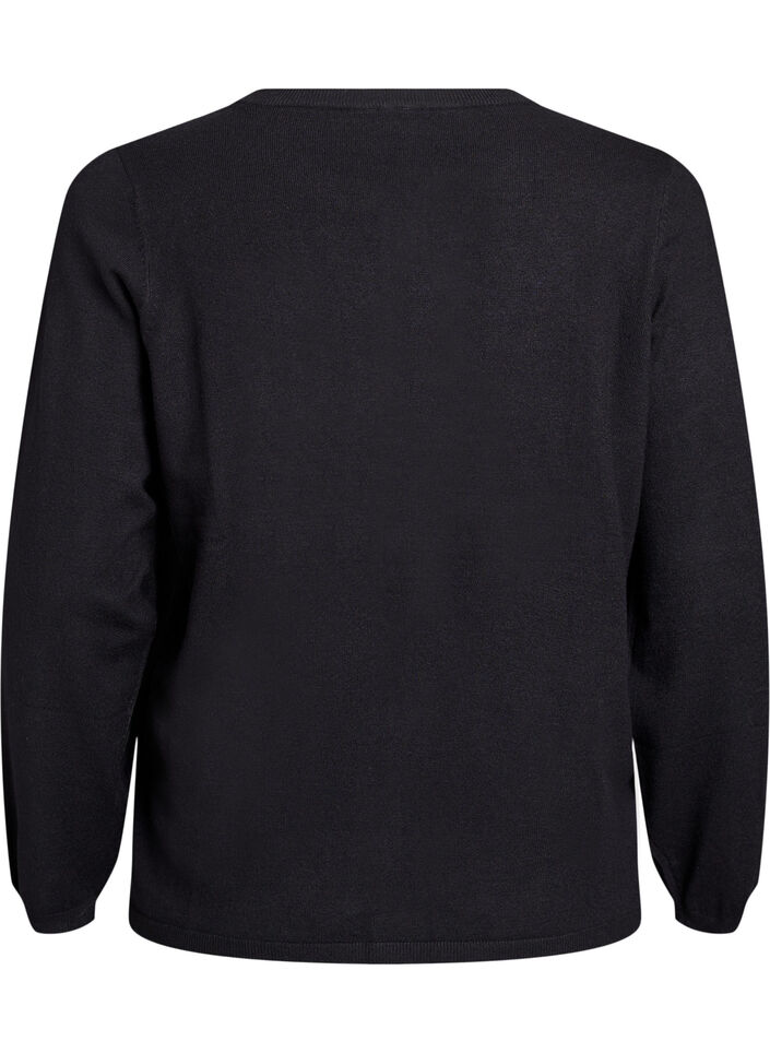 Cardigan med runda knappar, Svart, Packshot image number 1