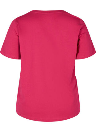 T-shirt i ekologisk bomull med v-ringning, Sangria, Packshot image number 1