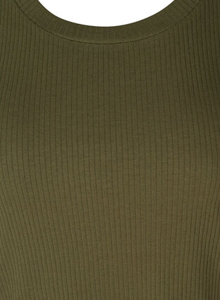 Ribbad t-shirt med korta puffärmar, Ivy Green, Packshot image number 2