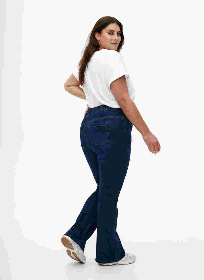 Ellen bootcut jeans med hög midja, Dark Blue, Model image number 1