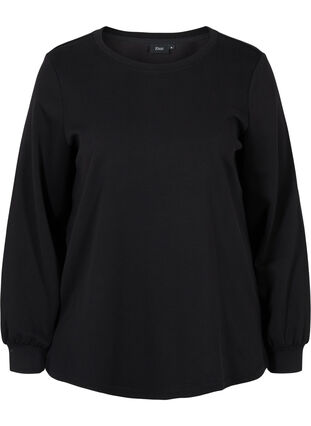 Sweatshirt med rund hals och långa ärmar, Black, Packshot image number 0