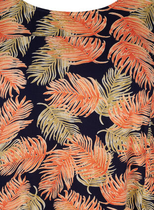 Kortärmad viskosklänning med mönster, Orange Leaf, Packshot image number 2