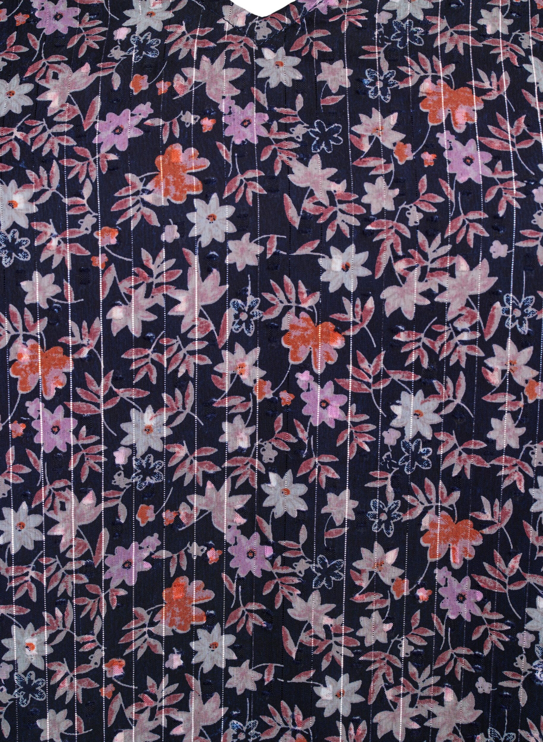 ZizziBlus med blomm&ouml;nster och glittertr&aring;d, Bl&aring;, Packshot image number 2